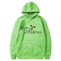 Bright green Christmas hoodie with Merry Christmas print in a soft knitted cotton fabric - S / Fruit Green