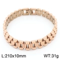 Classic rose gold men's titanium steel bracelet with watchband link design, 210mm length - 21cm*10mm (KB167048-K)