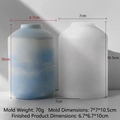 Cylindrical silicone vase mold and finished resin jar with blue marble texture - Vase Style J-300a (J-300a)