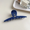 Denim blue acetate hair claw clip with metallic embellishment for elegant hairstyling - Dark Denim Bar Clip