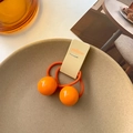 Elastico per capelli bimbi con grandi perle in resina arancione per coda di cavallo - Arancione