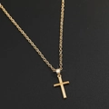 Minimalist gold-plated cross pendant necklace with mirror-polished finish on black background - Gold Minimalist Mirror Cross (5858101)
