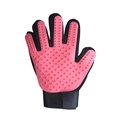 Pink pet grooming glove with soft silicone massage tips and black breathable mesh - Right Hand / Pink