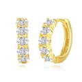 Elegant S925 sterling silver gold earrings with oval cubic zirconia on white background - Gold