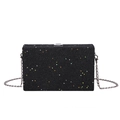 Modische schwarze Box-Clutch mit schillerndem Stern-Glitzer und silberner Kette - Schwarz