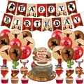 Set de fiesta de cumpleaños temática cowboy con pancarta, globos y adornos - Banner Decoración Pastel Globo Componentes