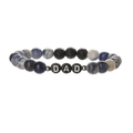 8mm Tigerauge und Lavastein Herrenarmband mit DAD-Buchstabenperlen für Väter - Blau-Weiß Struktur