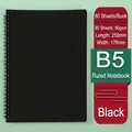 Taccuino a spirale nero B5 con 80 fogli di carta a righe e copertina opaca - B5 a Righe / Nero