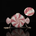 Pink and white candy-shaped rhinestone evening clutch bag with elegant gold chain - 19x11 Candy
