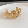 Artistic gold-plated starfish spiral cuff bracelet with textured metallic shells - Ammonite Spiral Shape (15#)