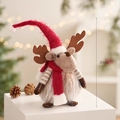 30cm Christmas felt reindeer decoration with red knit hat and scarf for festive holiday decor - Plush Deer Style J - Brown Deer With Red Hat
