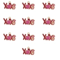 Macro shot of 10 gold-plated XOXO heart pendants with pink glitter inlay for jewelry making - Style 7-XOXO Letter