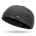 Black quilted docker hat with rhombus pattern, warm lining and FEWK metal logo detail - Adjustable / Gray