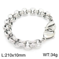 Bracciale a catena in acciaio inossidabile argento con fibbia industriale da 210mm - Stile con Texture Geometrica a Rilievo (KB162563-Z)