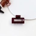 Detail of wine red jelly hair claw clip with rectangular hollow design and resin finish - Jelly Mini Claw - Square Wine Red