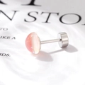 Pink moonstone screw back titanium stud earring with a silver finish for women - Single Piece / Orange (A321-2)