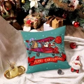 Housse de coussin de Noël avec Père Noël en avion et décoration de fête - Père Noël en avion / 45x45cm (Sans Insert)