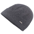 Bonnet en laine tricoté gris foncé avec double épaisseur et étiquette sport en métal - Réglable / Gris foncé