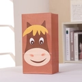 Cartoon horse design brown kraft paper gift bag with square bottom for farm themed parties - Brown Horse/811-1