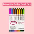 Set of 8 colors double line outline markers in a clear case for DIY journaling - 8 Colors White Barrel