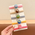 Set di cinque elastici per capelli con perline colorate in rosa, kaki e grigio - Confezione Card / 1# Colori Macaron (5 Pezzi)
