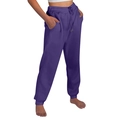 Men's and women's classic purple drawstring jogger pants with ribbed cuffs - Purple