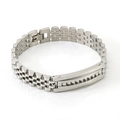 Pulsera para hombre de acero inoxidable plateado con placa de metal pulido elegante - Color Acero