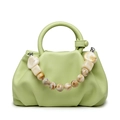 Bolso nube fruncido verde claro con asa de cuentas de mármol, elegante bolso de hombro. - 26*9*12 / Verde Claro