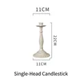 Vintage ivory metal single head candlestick holder for dining table decoration, 22cm high - 1-Head Candle Holder - Creamy White