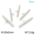Set of 5 silver stainless steel OT toggle bar connectors for jewelry DIY 20x2mm - Silver Slender Smooth Style (KLJ8510-Z)