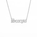 Silver stainless steel Scorpio zodiac necklace with gothic style letter pendant - Scorpio (Silver)
