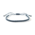 Handmade woven cord bracelet in dusty blue with adjustable drawstring and silver beads - Grey Blue