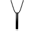 Minimalist black stainless steel vertical bar pendant on bead chain for men and women - Black-Rectangular Pendant