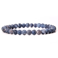 6mm natural blue dragon vein agate beaded stretch bracelet for women's fashion - Black Weathered Stone