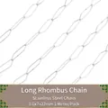 Maillons de chaîne en losange en acier inoxydable poli pour bijoux DIY paquet de 1m - Chaîne Losange Longue 7x22mm 1m