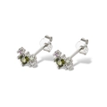 S925 sterling silver studs with green round-cut zircon and colorful gemstone set - Style 2 Platinum