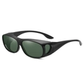 Matte black fit-over sunglasses with dark green lenses and side window protection - Matte Black Frame Green Lens Polarized C5