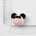 Handmade knitted doll head pendant measuring 4cm wide and 3.5cm tall on white background - MENGSI Panda Dumpling Doll