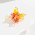 Detalle de la pinza para el pelo de mariposa naranja degradado con acabado transparente - Pinza de Mariposa de Doble Capa 3.5cm [Degradado Caramelo Sandía]