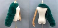 Deep green faux fox fur shawl wrap featuring a plush textured tiered design for women - Dark Green
