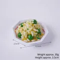 Miniature fried rice food keychain with hexagonal bowl and red border detail - Green Pea Fried Rice - Octagonal Bowl - No Keychain