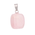 Colgante rectangular de cristal natural rosa con enganche de plata para joyería artesanal - Cuarzo rosa