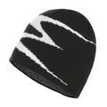 Winter Strickmütze Beanie mit schwarz-weißem Blitzmuster für Outdoor-Wärme - L(58-60cm) / Schwarz