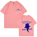 T-shirt rose en coton avec motif baleine et slogan au dos, coupe décontractée - S / Hauts / Rose