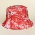 Chapeau bob classique en coton tie-dye rouge et blanc avec bord renforcé pour protection solaire - M (56-58cm) / Rouge
