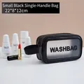 Small black PU makeup bag with WASHBAG logo and clear window, size 22x8x12cm - Single Layer Small / Black