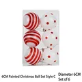 Christmas painted 6cm red and white plastic ball ornaments in transparent box set - 6cm Painted Decoration Balls Style C (6 Pcs)