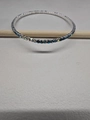 Elastic silver bracelet featuring blue and iridescent crystals on a single row band - Silver-Blue