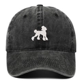 Dettaglio del barboncino ricamato bianco su cappellino da baseball in cotone grigio - Nero