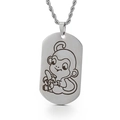 Collana con piastrina in acciaio inossidabile argento e incisione scimmia cartoon - Scimmia Piccola (KP81727-Z)